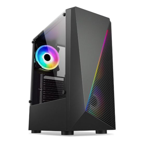 Obrázek 1stCOOL skříň SHARK 2, middle tower, AU, USB 3.0, bez zdroje, RGB fan, průhledná bočnice, černá