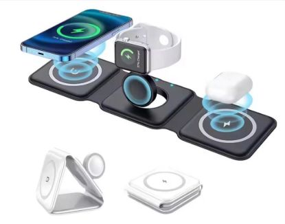 Obrázek 1stCOOL bezdrátová přenosná QI nabíječka 3v1, MagSafe, USB- C, černá