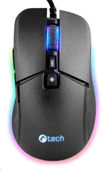 Obrázek C- TECH herní myš Dawn, casual gaming, 6400 DPI, RGB podsvícení, USB