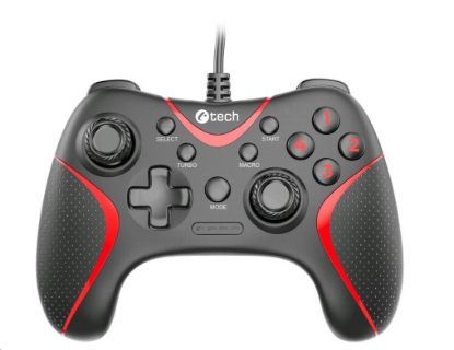 Obrázek C- TECH gamepad Theon pro PC/ PS3, 2 programovatelná makro tlačítka, 2x analog, X- input, vibrační, 1, 8m kab
