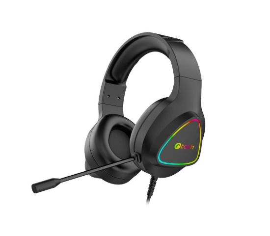 Obrázek C- TECH Herní sluchátka Midas (GHS- 17BK), RGB podsvícení, 3.5mm Jack, černá