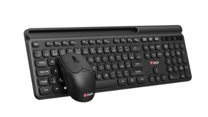 Obrázek C- TECH klávesnice s myší WLKMC- 05B, Bezdrátový set 2.4GHz, CZ, Černá
