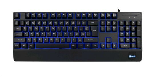 Obrázek C- TECH Klávesnice KB- 104BK, USB, 3 barvy podsvícení, černá, CZ/ SK