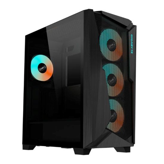 Obrázek GIGABYTE case GB- C301G V2, Mid Tower, 1xUSB- C 3.2, 2xUSB 3.0, ARGB Hub, 4x 120mm ARGB Fan, černá