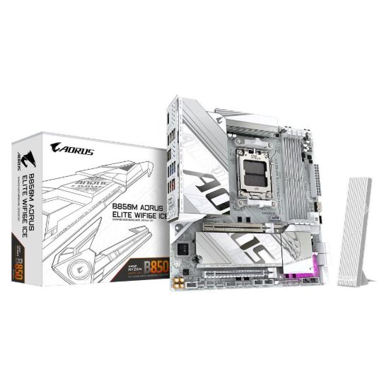 Obrázek GIGABYTE MB Sc AM5 B850M A ELITE WF6E ICE, AMD B850, 4xDDR5, 1xDP, WiFi, mATX