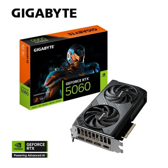 Obrázek GIGABYTE VGA NVIDIA GeForce RTX 5060 WINDFORCE OC 8G, 8G GDDR7, 3xDP, 1xHDMI