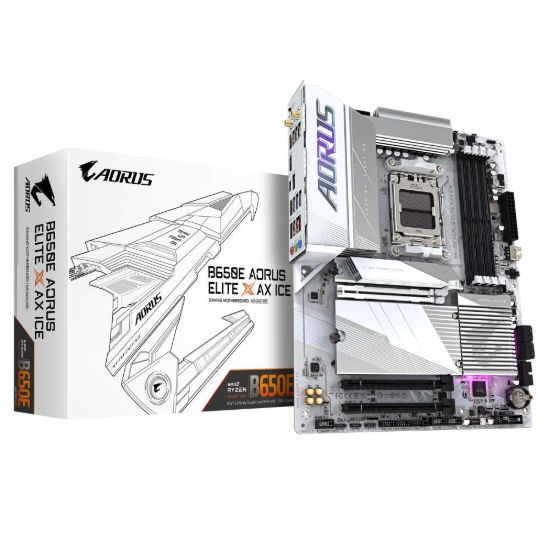 Obrázek GIGABYTE MB Sc AM5 B650E AORUS ELITE X AX ICE, AMD B650, 4xDDR5, 2x HDMI, 1xUSB- C, WI- FI, E- ATX
