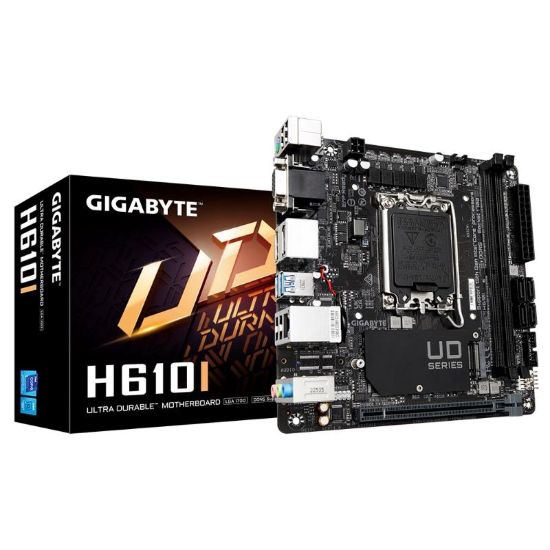 Obrázek GIGABYTE MB Sc LGA1700 H610I, Intel H610, 2xDDR5, 2xDP, 1xHDMI, 1xVGA, Mini- ITX