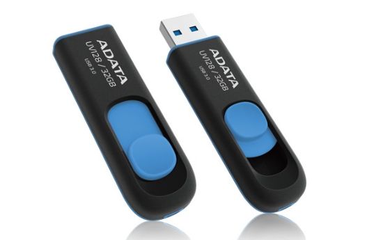 Obrázek ADATA Flash Disk 32GB UV128, USB 3.1 Dash Drive (R: 40/ W: 25 MB/ s) černá/ modrá
