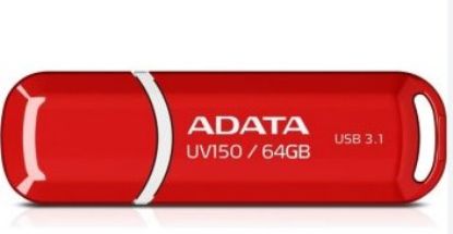 Obrázek ADATA Flash Disk 64GB UV150, USB 3.1 Dash Drive (R: 90/ W: 20 MB/ s) červená
