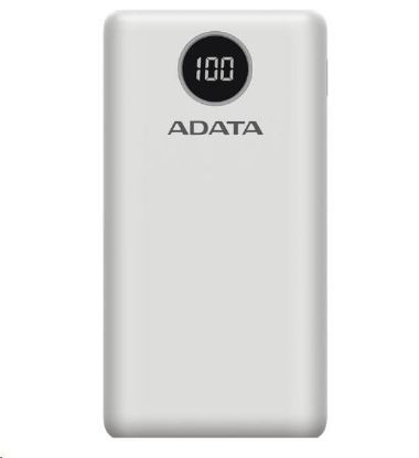 Obrázek ADATA PowerBank P20000QCD - externí baterie pro mobil/ tablet 20000mAh, 2, 1A, bílá (74Wh)