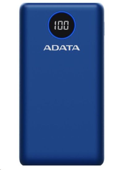 Obrázek ADATA PowerBank P20000QCD - externí baterie pro mobil/ tablet 20000mAh, 2, 1A, modrá (74Wh)