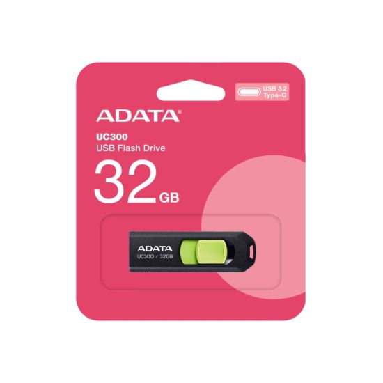 Obrázek ADATA Flash Disk 32GB UC300, USB- C 3.2, černo- zelená