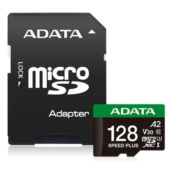 Obrázek ADATA MicroSDXC karta 128GB Speed Plus, U3, C10, A2, V30 (R: 180/ W: 160 MB/ s) + SD adaptér