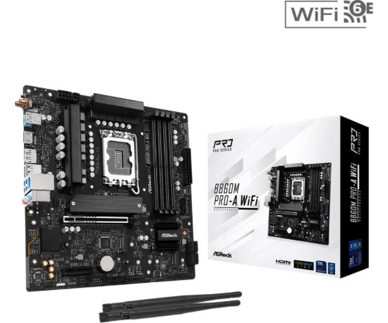 Obrázek ASRock MB Sc LGA1851 B860M Pro- A WiFi, Intel B860, 4xDDR5, 1xDP, 1xHDMI, WiFi, mATX