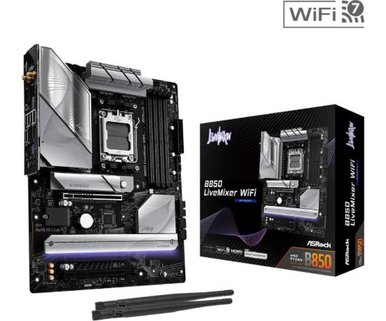 Obrázek ASRock MB Sc AM5 B850 LiveMixer WiFi, AMD B850, 4xDDR5, 1xDP, 1xHDMI, WiFi, ATX