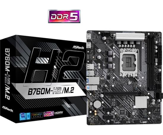 Obrázek ASRock MB Sc LGA1700 B760M- H2/ M.2, Intel B760, 2xDDR5, 2xHDMI, mATX