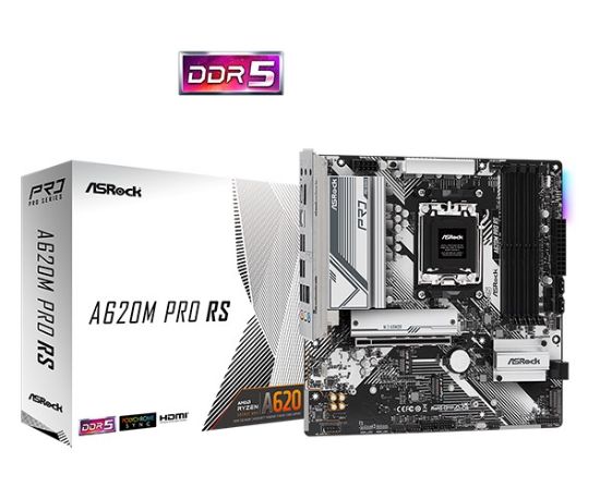 Obrázek BAZAR - ASRock MB Sc AM5 A620M Pro RS, AMD A620, 4xDDR5, HDMI, DP - Po opravě (Bez příšlušenství)