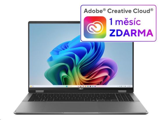 Obrázek ASUS NTB Vivobook 16 Flip (TP3607SA- OLED035X), Ultra7 258V, 16" 2880x1800, 32GB, 1TB SSD, Intel Arc, W11 Pro, Matte Gray