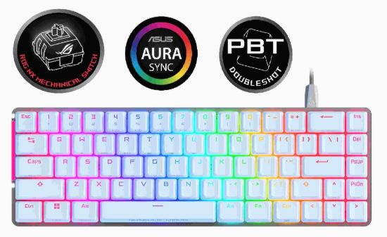 Obrázek ASUS klávesnice ROG FALCHION ACE Moonlight White, mechanická, USB, US, bílá