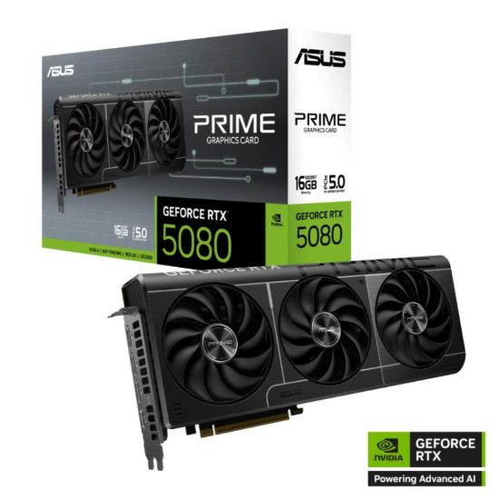 Obrázek ASUS VGA NVIDIA GeForce RTX 5080 PRIME 16GB, 16GB GDDR7, 3xDP, 1xHDMI