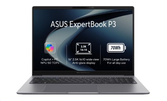 Obrázek ASUS NTB ExpertBook PM3 (PM3606CKA-PLR516512W), AI 5 330, 16" 2560x1600, 16GB, 512GB, Radeon, W11 Home, Misty Grey