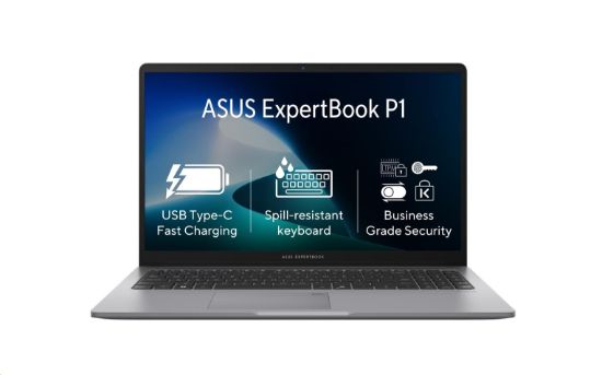 Obrázek ASUS NTB ExpertBook P1 (P1503CVA- S71151X), i3- 1315U, 15.6" FHD, 8GB, 256GB SSD, UHD, W11 Pro, Misty Grey