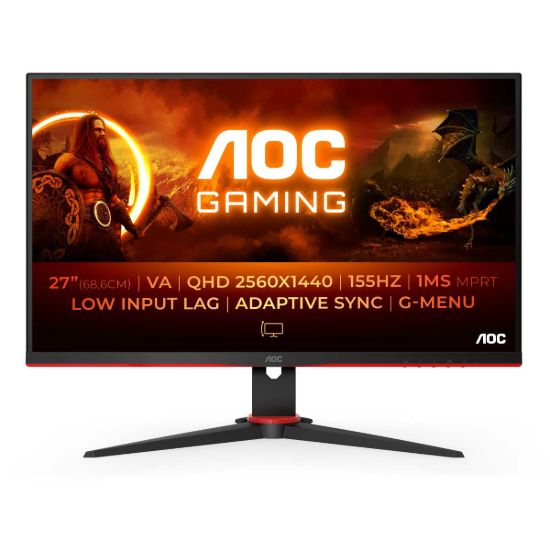 Obrázek AOC MT VA LCD WLED 27" Q27G2E/ BK - VA panel, 2560x1440, 1ms, 155Hz, 2xHDMI, DP