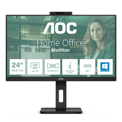Obrázek AOC MT IPS LCD WLED 23, 8" 24P3CW - IPS panel, 1920x1080, 300cd, 2xHDMI, DP, USB- C, 4xUSB 3.2, pivot, repro, webcam