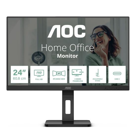 Obrázek AOC MT IPS LCD WLED 23, 8" 24P3CV - IPS panel, 1920x1080, 300cd, 2xHDMI, DP, USB- C, 4xUSB 3.2, pivot, repro