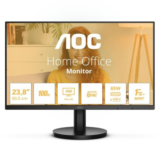 Obrázek AOC MT IPS LCD WLED 23, 8" 24B3CA2 - IPS panel, 100Hz, 1920x1080, HDMI, USB- C, USB 3.2, repro