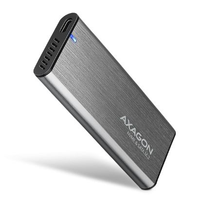Obrázek AXAGON EEM2- SG2, USB- C 3.2 Gen 2 - M.2 NVMe & SATA SSD kovový RAW box, bezšroubkový, stříbrný