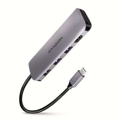 Obrázek AXAGON HMC- HCR3A, USB 3.2 Gen 1 hub, porty 3x USB- A, HDMI 4k/ 30Hz, SD/ microSD, kabel USB- C 20cm