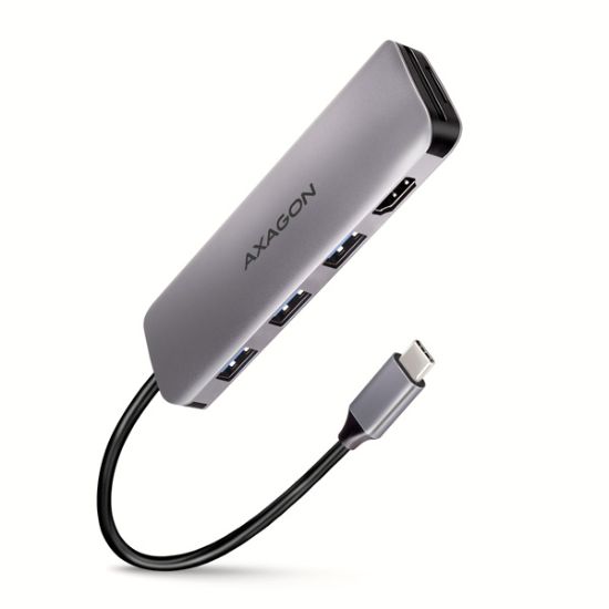 Obrázek AXAGON HMC- HCR3A, USB 3.2 Gen 1 hub, porty 3x USB- A, HDMI 4k/ 30Hz, SD/ microSD, kabel USB- C 20cm