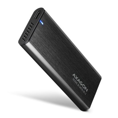 Obrázek AXAGON EEM2- SB2, USB- C 3.2 Gen 2 - M.2 NVMe & SATA SSD kovový RAW box, bezšroubkový, černý