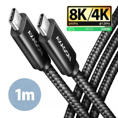 Obrázek AXAGON BUCM4X- CM10AB NewGEN+ kabel USB- C <- > USB- C, 1m, USB4 Gen 3×2, PD 240W 5A, 8K HD, ALU, oplet, černý
