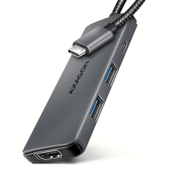 Obrázek AXAGON HMC- 5H8K, USB 5Gbps hub, 2x USB- A, USB- C, HDMI 8k/ 30Hz, PD 100W, kabel USB- C 15cm