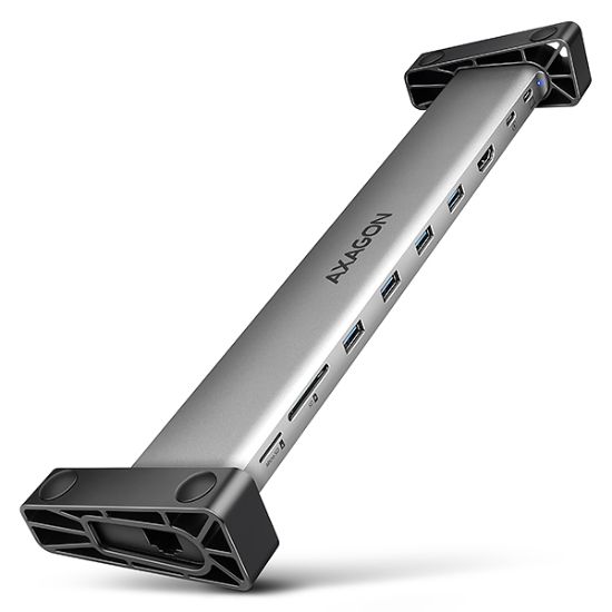 Obrázek AXAGON HMC- 10HLS, USB 5Gbps hub, 4x USB- A, HDMI 4k/ 60Hz, RJ- 45 GLAN, SD/ mSD, PD 100W, kabel USB- C 25cm