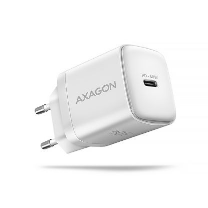 Obrázek AXAGON ACU- PD30W, Sil nabíječka do sítě 30W, 1x port USB- C, PD3.0/ PPS/ QC4+/ SFC/ AFC/ Apple, bílá