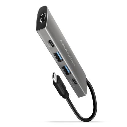Obrázek AXAGON HMC- 5G21, USB 10Gb/ s hub, porty 2x USB- A, 2x USB- C, HDMI 4k/ 30, PD 60W, kabel USB- C 13cm