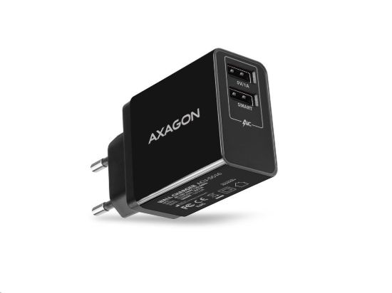 Obrázek AXAGON ACU- DS16, SMART nabíječka do sítě 16W, 2x USB- A port, 5V/ 2.2A + 5V/ 1A