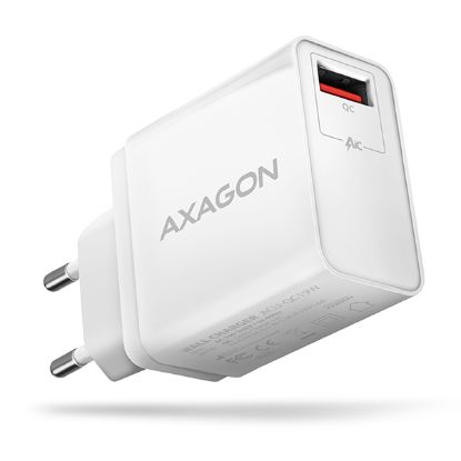 Obrázek AXAGON ACU- QC19W, QC nabíječka do sítě 19W, 1x USB- A port, QC3.0/ AFC/ FCP/ SMART, bílá