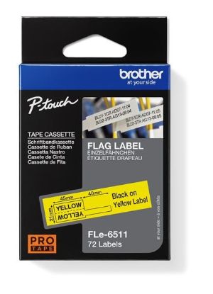 Obrázek BROTHER FLe- 6511 předřezané štítky - černá na žluté, 21 mm šířka