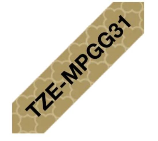 Obrázek BROTHER Originální kazeta Brother TZe- MPGG31 - černá na zlatém vzoru, šířka 12 mm