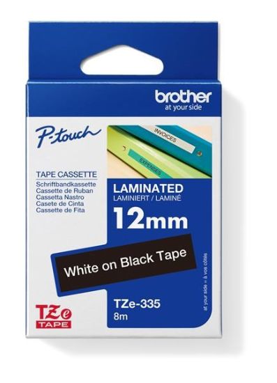 Obrázek BROTHER TZE335 - kazeta TZ šířky 12mm, laminovaná TZE- 335, černá/ bílé písmo