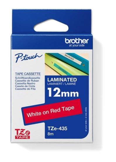 Obrázek BROTHER TZE435 - kazeta TZ šířky 12mm, laminovaná TZE- 435, červená/ bílé písmo