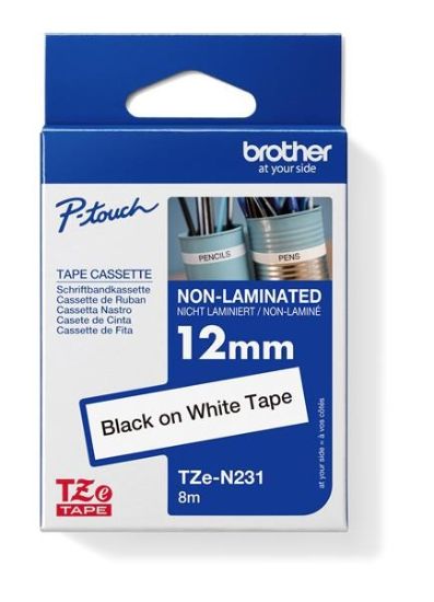 Obrázek BROTHER TZEN231 - kazeta TZ šířky 12mm, nelaminovaná TZE- N231, bílá/ černé písmo
