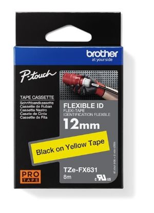 Obrázek BROTHER TZEFX631 - kazeta TZ šírky 12mm, flexibilní lamino páskou TZE- FX631, žlutá/ černé písmo
