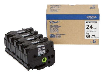 Obrázek BROTHER HGE- M951V5 Labelling Supplies, 24mm Black/ Matt Silver (5 pcs Pack) High Grade Tape