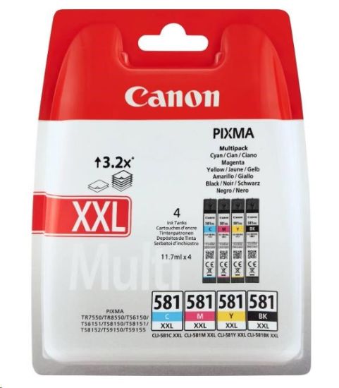 Obrázek Canon CARTRIDGE CLI- 581XXL C/ M/ Y/ BK MultiPack pro PIXMA TS615x, TS625x, TS635x, TS815x, TS825x, TS8350 (600 str.)